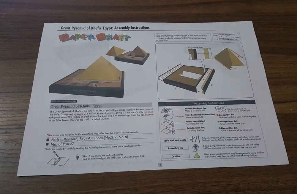 DIY 3D египетская Пирамида архитектурное здание ремесло бумажная модель Сборка ручная работа игра-головоломка DIY детские игрушки Denki& Lin