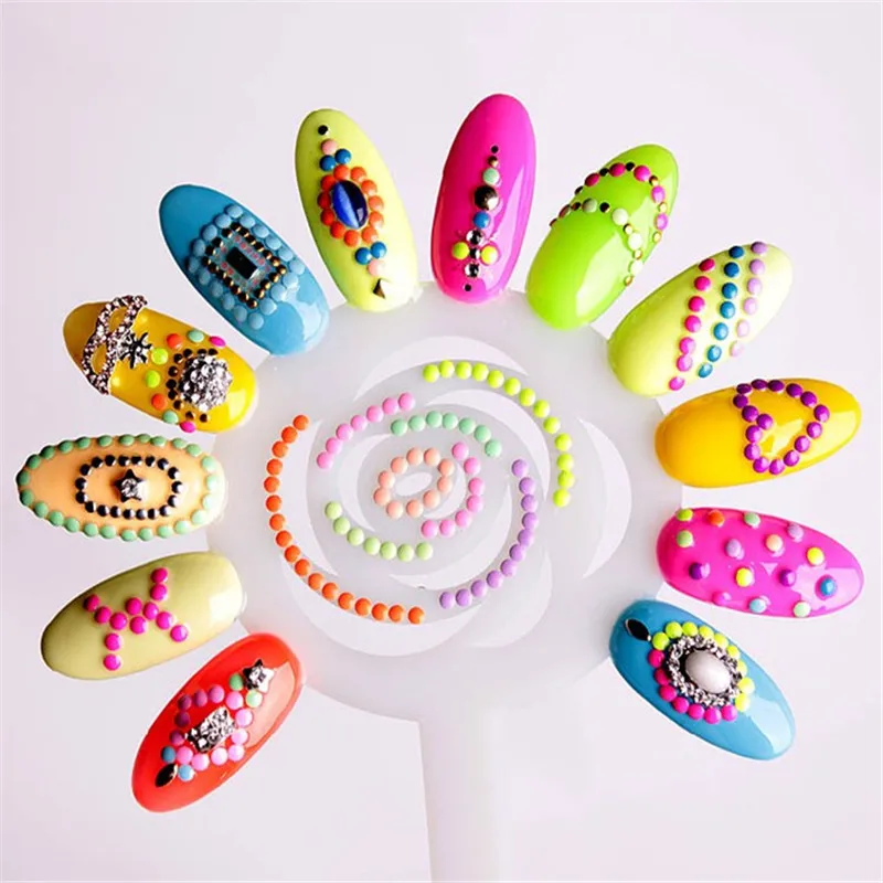 400 шт. 2 мм Неон Круглый Стад Стразы Акриловые УФ Гель Nail Art Украшение В