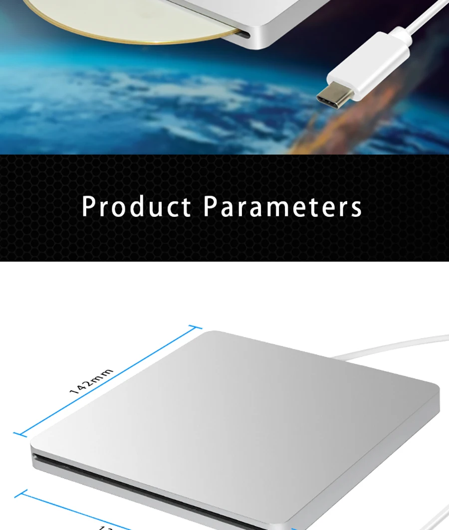 Deepfox USB 3,1 Тип C внешний слот в нагрузке CD DVD RW оптический привод горелки супер привод для ноутбука