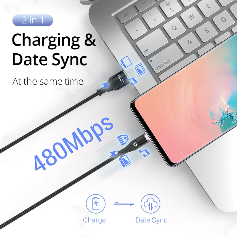 PZOZ магнитная зарядка Micro USB кабель магнитный usb type C для айфона c шнур зарядки