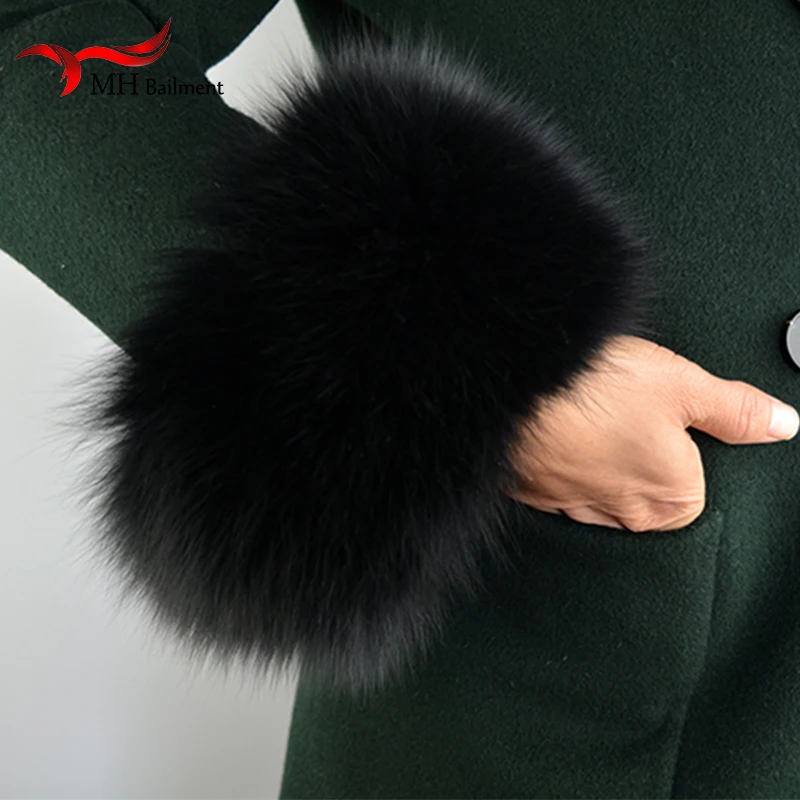 

Fox fur Cuffs 2019 Genuine Fox Fur Cuff Arm Warmer Lady Bracelet Real Fur Wristband Glove S9