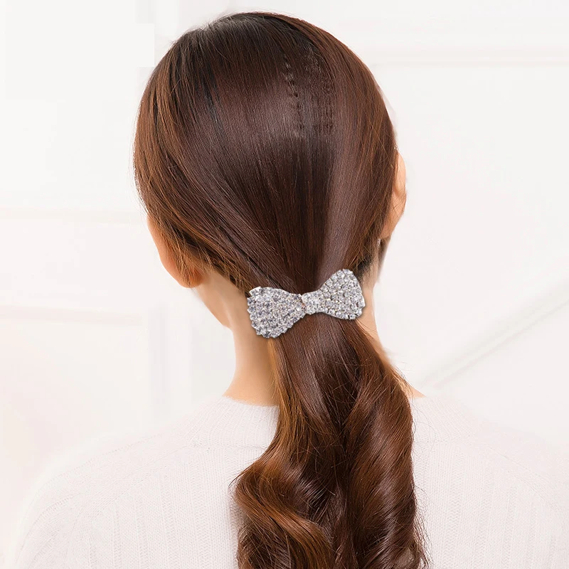 Женская заколка для волос с бантом и кристаллами