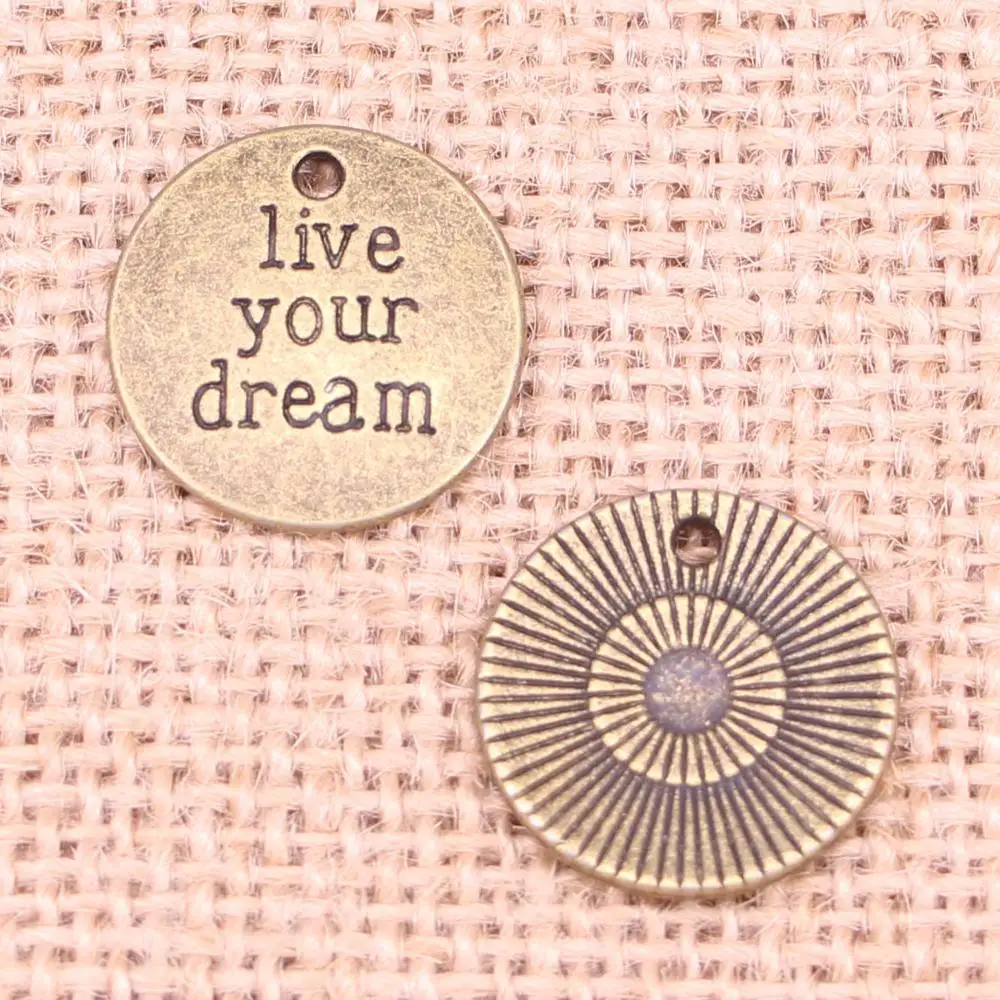 45 шт ювелирные подвески таблички с надписью &quotlive your dream 20 мм Античная бронзовая
