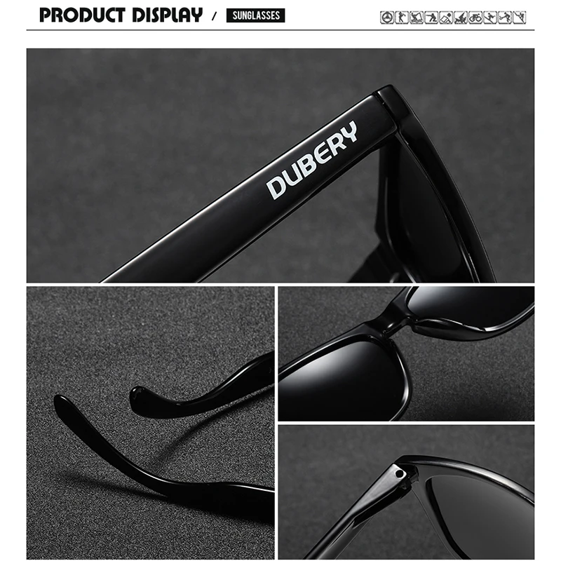 DUBERY UV400 Vintage Солнцезащитные Очки мужские Поляризованные Для Мужчин Оттенки