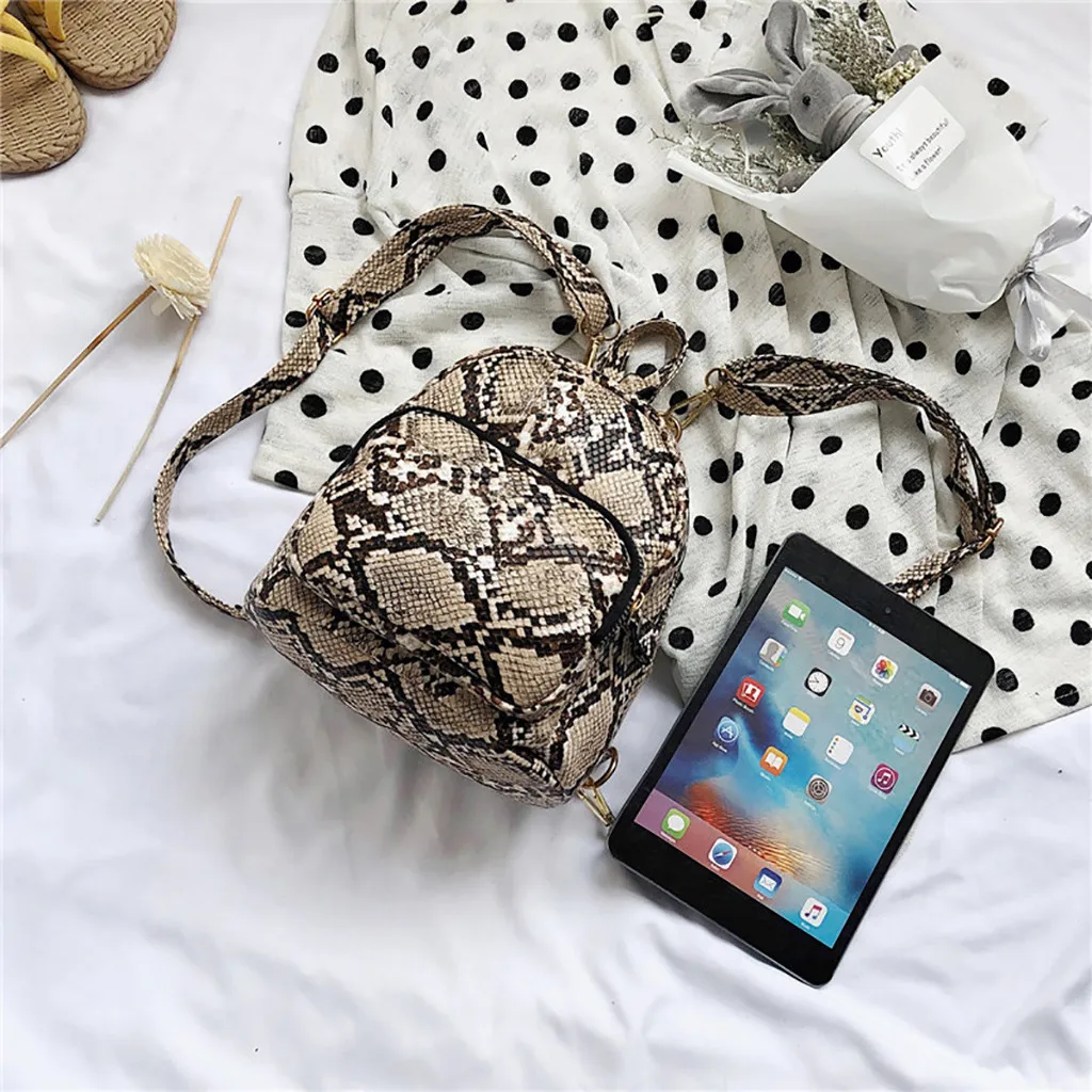 MUQGEW Female Backpack Leopard Snake Reticulated Canvas Versatile Print Fashion ZIPPER Pack Students Shoulder Bag mochila
