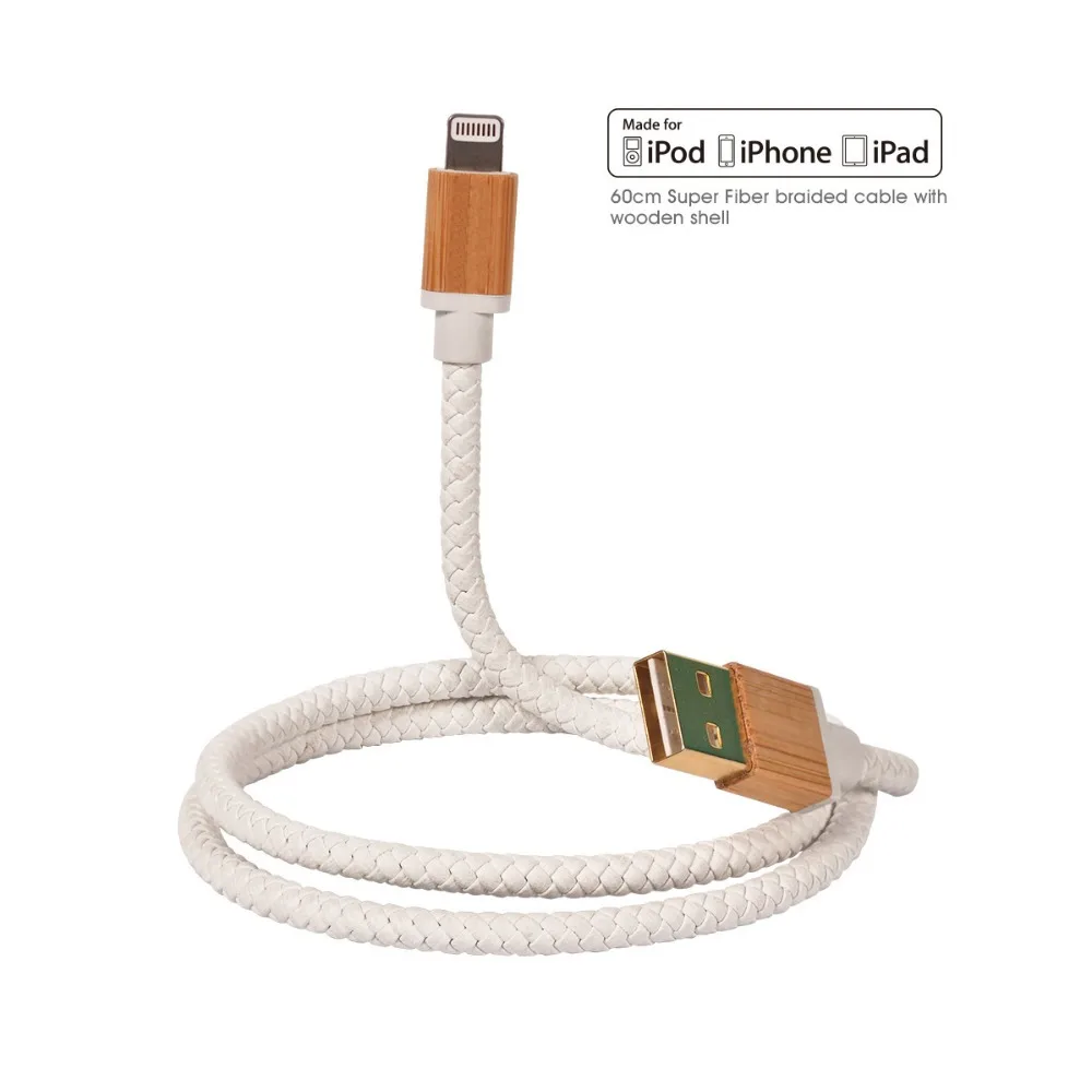 MFi Сертифицированный ZORESYN 60 см короткий USB кожаный плетеный кабель для iPhone XS Max XR X 8