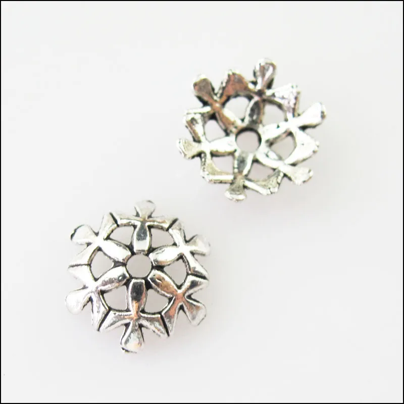 80 шт. тибетские Серебряные Снежинки цветок концевые Бусины Разъемы 10 мм|tibetan