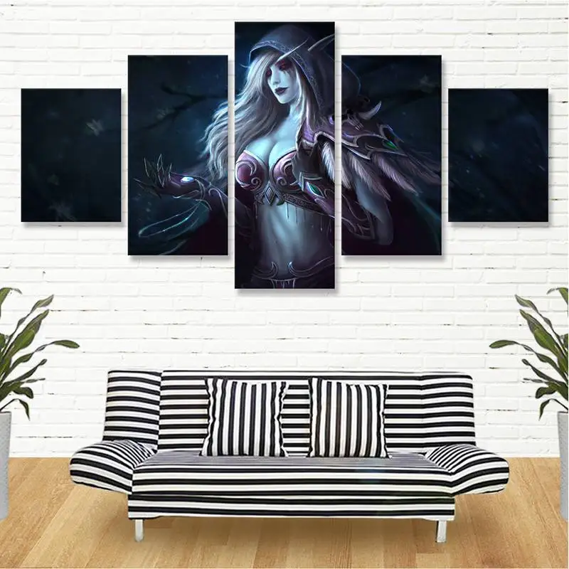 Wow Sylvanas Windrunner Canvas Painting 5 Pieces Wall Art Posters and Prints Canvas Modern Home Decoration