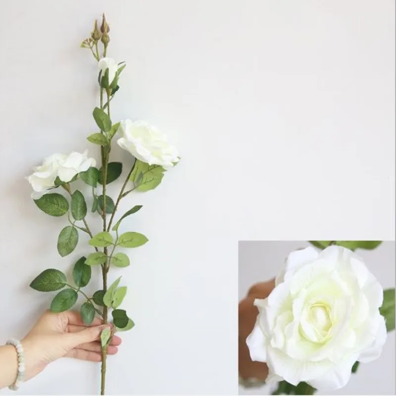 1 шт. 92 см 3 ап романтические искусственные розы DIY Шелковый цветок искусственные цветы для свадебного украшения дома искусственные цветы - Цвет: Milk White Rose