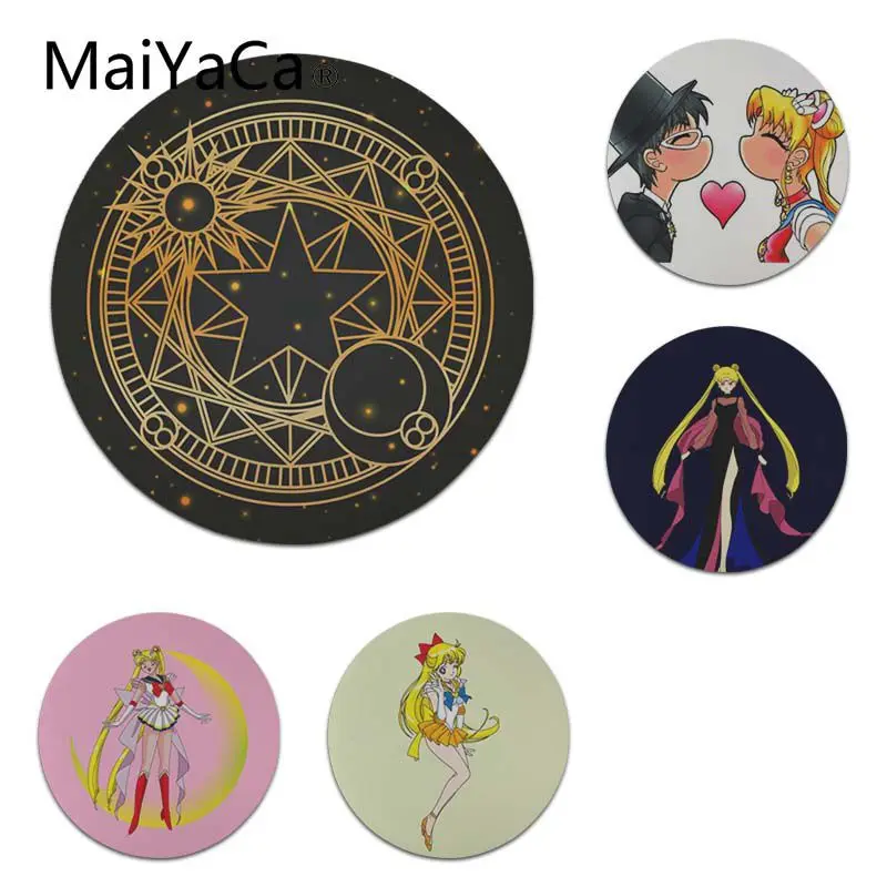 MaiYaCa Сейлор Мун и Tuxeo маска Usagi Tsukino ноутбук коврик для мыши Размер для 22X22 см круглые игровые коврики