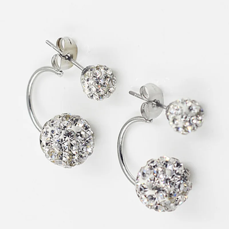 Милые серьги гвоздики с двойным шариком и жемчугом для женщин серебристые