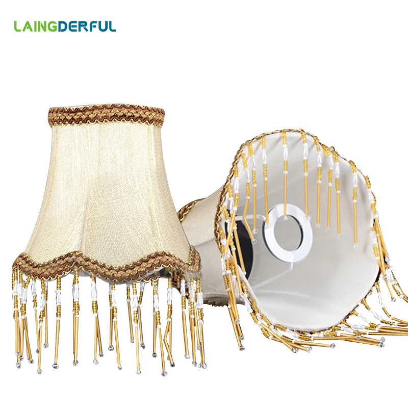 

Classical Ripple Lamp Shade Art Deco Lampshade Crystal Candle Pendant Light Shade Nordic Style Fabrib Light Cover Color Golden