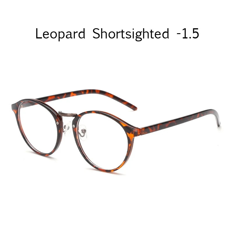 leopard myopia 1.5 Zilead женские цветочные Fnished очки для близорукости металлические круглые близорукие очки для женщин короткие очки с градусом-1.0to-4,0 - Цвет оправы: leopard myopia 1.5