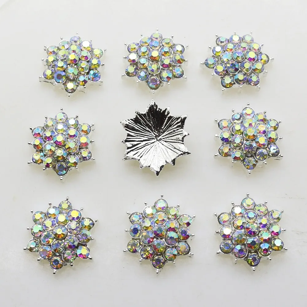 

YWXINXI hot 10pcs / lot17MM Metal Flower Rhinestone Jewelry Accessories DIY Craft Decorative Buttons for Clothing Accessories