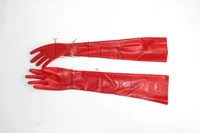 100 natural womens fetish latex long mitten rubber finger gloves in red color