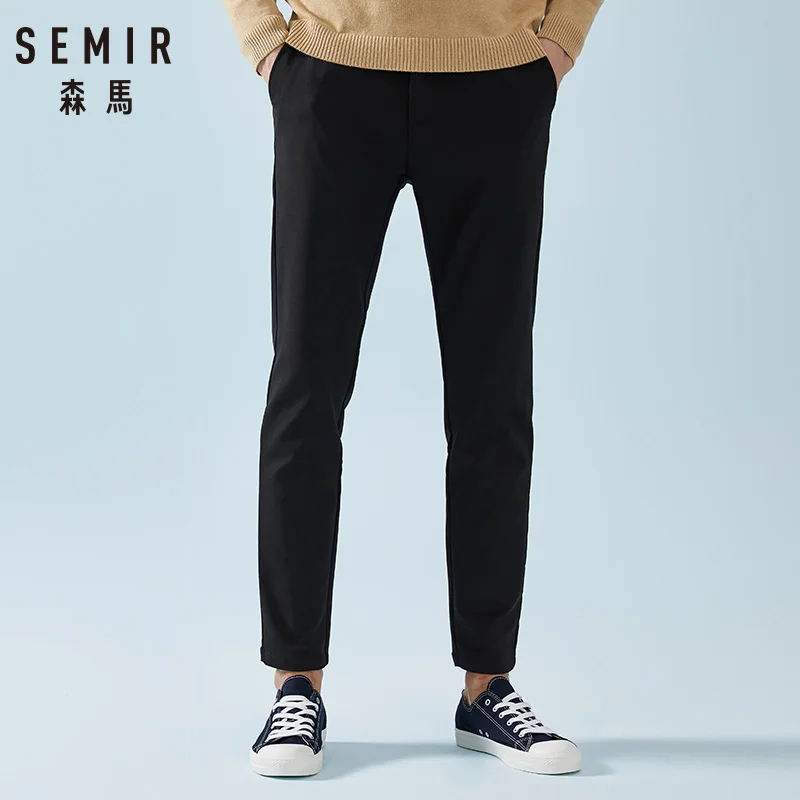 SEMIR Мужские приталенные брюки, хлопковые брюки-чиносы с боковыми карманами и карманами на пуговице сзади, повседневный стиль для весны и осени
