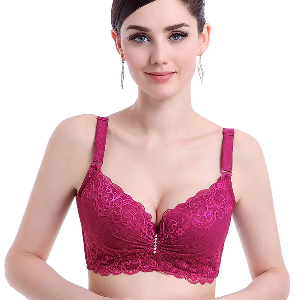 

Big Size 36 38 40 42 44 46 big cup C D E Ultra thin Lace Bra For Woman Push Up Underwire Cup Bra double Sexy Lingerie bra