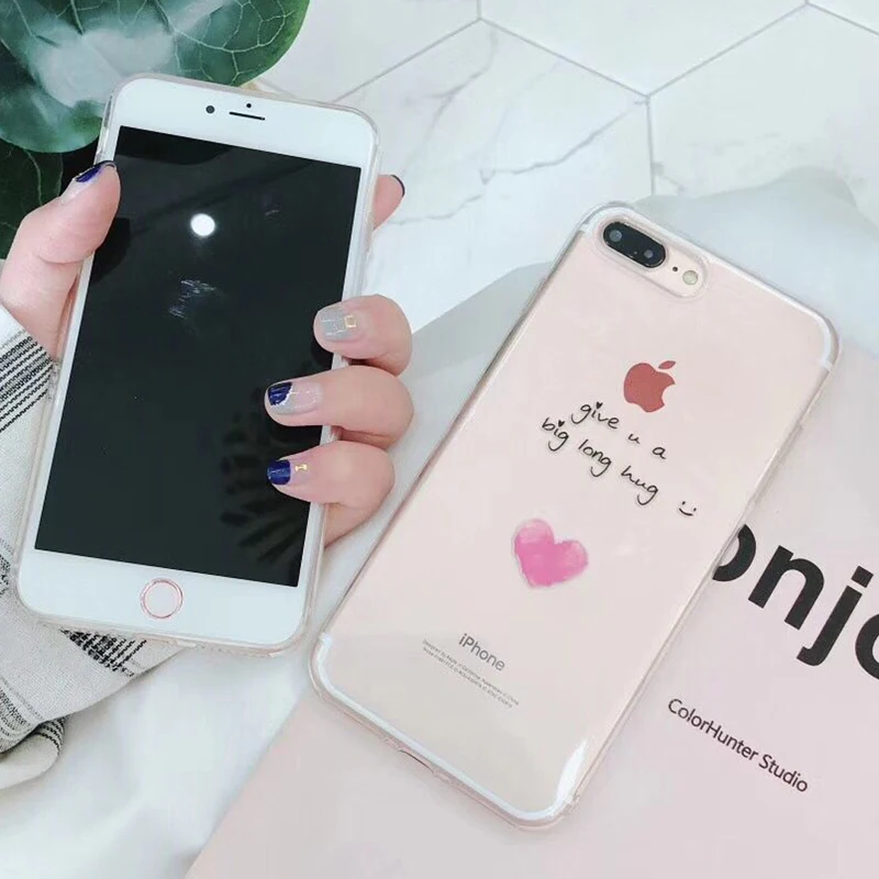 LACK Lovely Cartoon Letters Clear Phone Case For iphone 6 6s Simple Love Heart Soft TPU Cases 7 8 Plus X Back Cover |