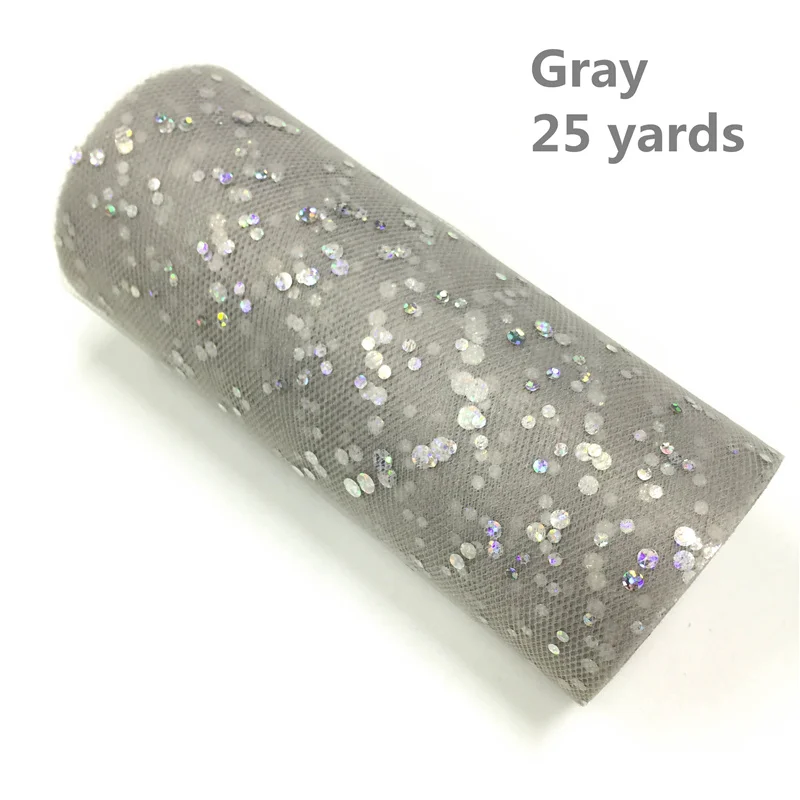 gray Лидер продаж, блестящая сетка, кружевная ткань, 15 см* 22 м, Блестящий тюль, рулон для юбки-пачки, сделай сам, свадебная отделка органзы, товары для дня рождения - Цвет: gray