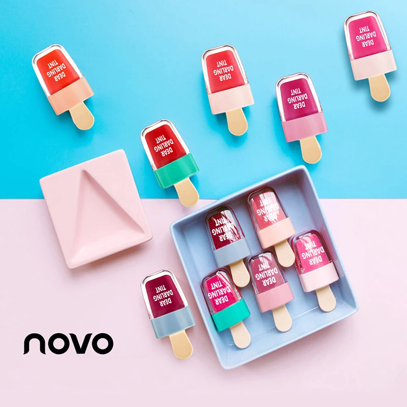 NOVO фирменный 6 цветов блеск для губ мороженого водостойкий стойкий тинт жидкая