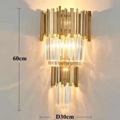 L size Современный Блеск Crystal Led настенный светильник из золотистого металла Спальня настенные светильники светодиодные светильники Обеденная светодиодный светильник настенный Гостиная бра - Цвет абажура: L size