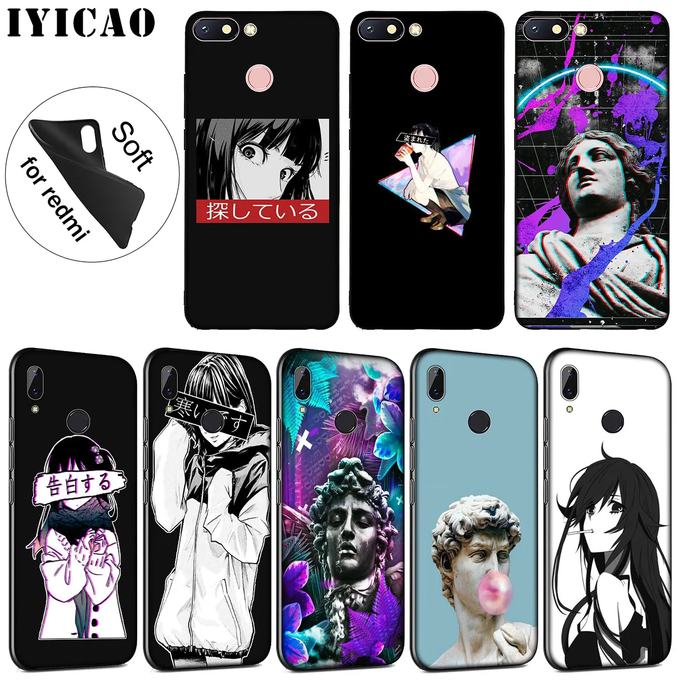 IYICAO LEWD Sad японский аниме Эстетическая статуя мягкий чехол для Xiaomi Redmi K20 8A 7A 6A 5A S2 4X