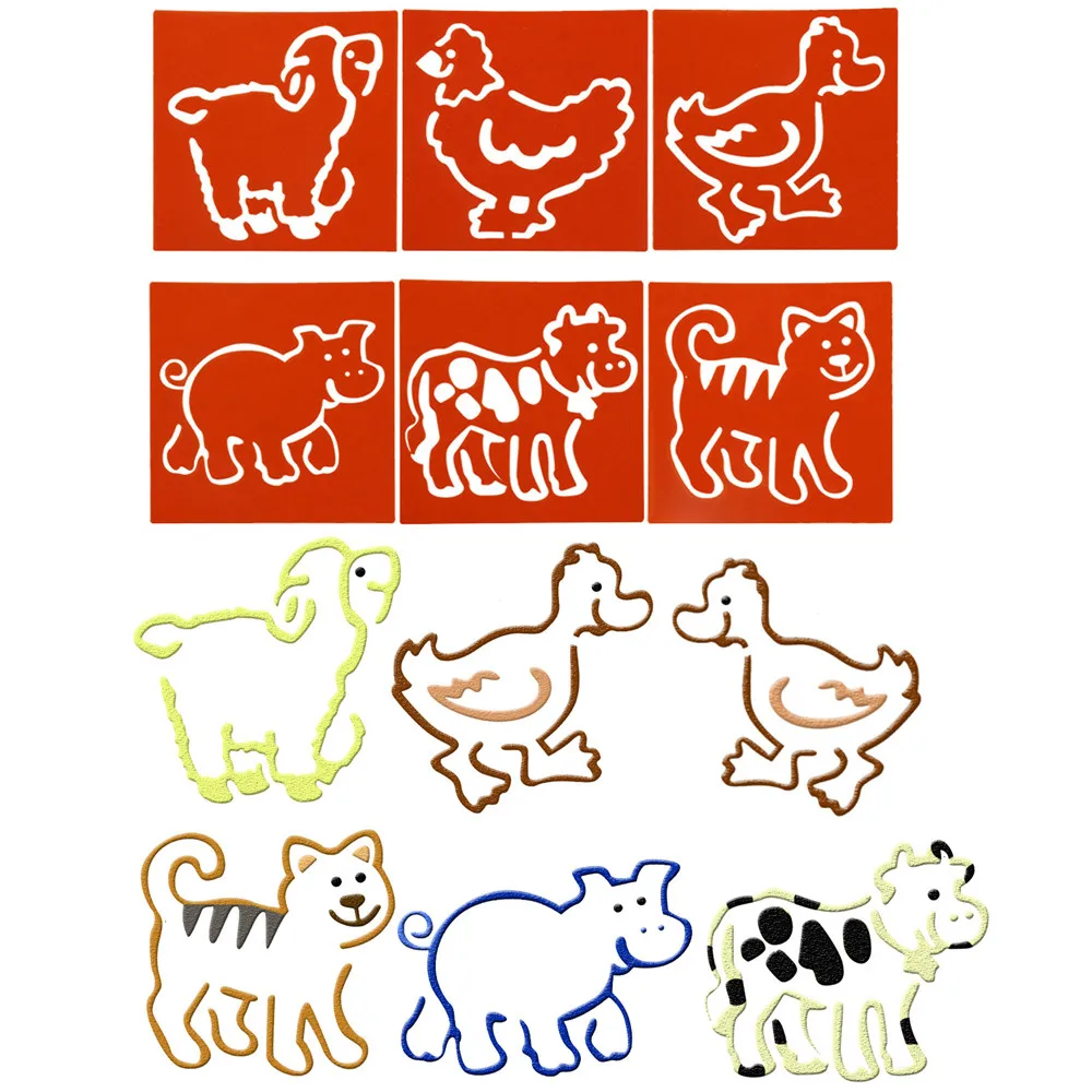 6pcs Plastic Environmental PVC Random Picture Drawing Template Stencils Rulers Painting Kids Diy Kids Toy Birthday Gift