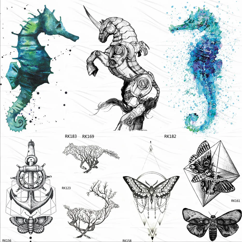 Временные тату наклейки OMMGO Морская лошадь модные искусственные татуировки для