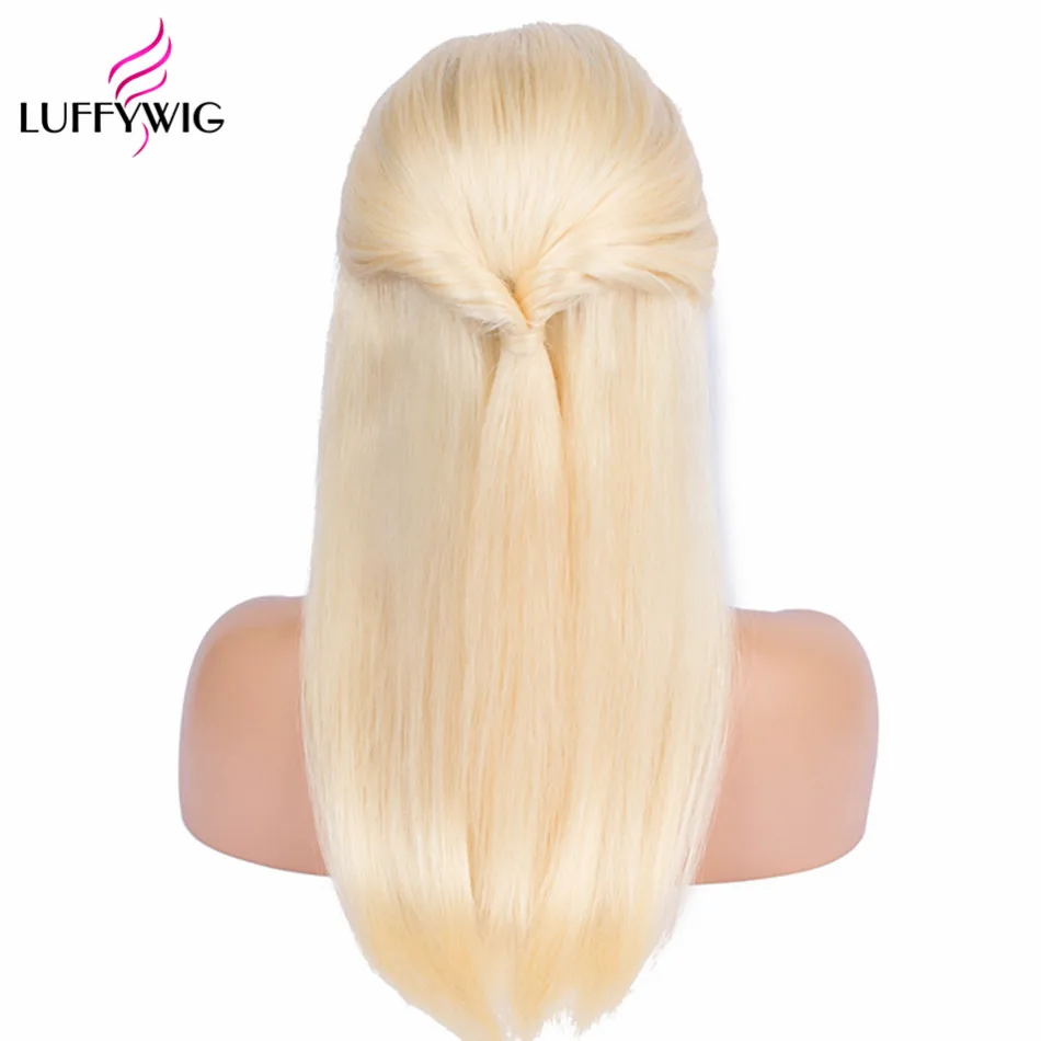 LUFFYHAIR Remy бразильские предварительно выщипанные 5*4,5 шелковая основа полностью кружевные человеческие волосы парики шелковистые прямые#613 с детскими волосами для женщин