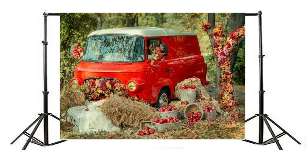 Фон для фотосъемки Сельский свежий цветок лоза красные яблоки красный