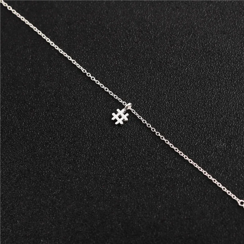 

10 name Hashtag Necklace Simple Initial Sign Necklace alphabet Trendy Symbol # Necklaces Typography Letter Necklace for Women