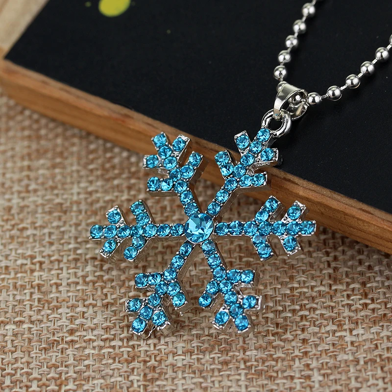 Женское Ожерелье в виде снежинки Эльзы с синим кристаллом|snowflake necklace|necklace winternecklace