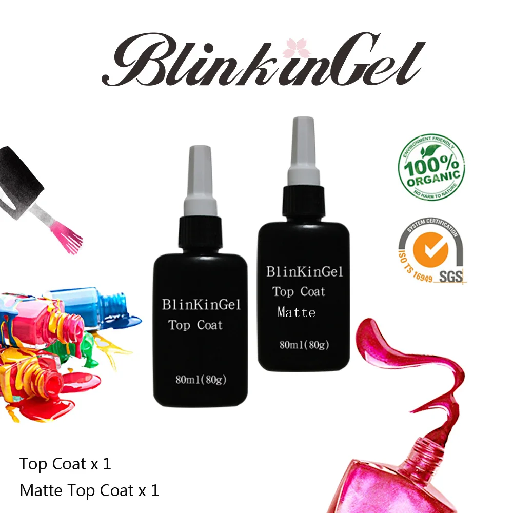 80ml Top Matt Coat Blinkingel 80 мл Топ Основа для ногтей Гель-лак permanente Soak Off Gel Топ-покрытия для ногтей прозрачный gellak УФ гель Nail esmalte светодиодный резиновый база - Цвет: 80ml Top Matt Coat