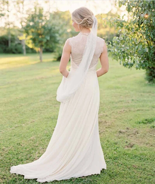 2016 кружева простой длинные свадебные платья сексуальный v-образным вырезом