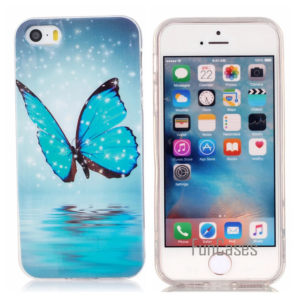 Светящийся чехол для iPhone 5S SE силиконовый 5 телефона phibe celulars aiphon ipgone|Бамперы| |
