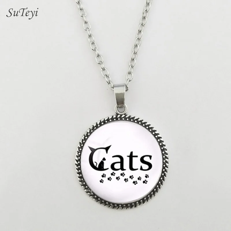 Ожерелье SUTEYI ручной работы серебристое ожерелье с котом и стеклом для женщин