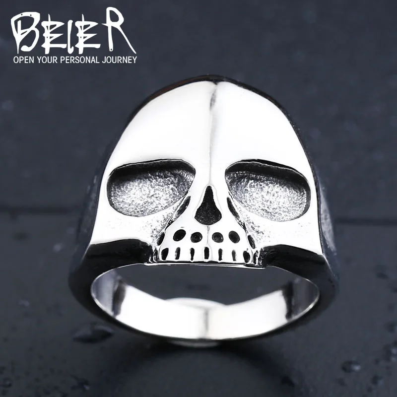 three colour Men's Fashion Punk Black/Silver/Plated-Gold Alien Skull Rings Man 316L Stanless Steel Fashion Jewelry BR8-198
