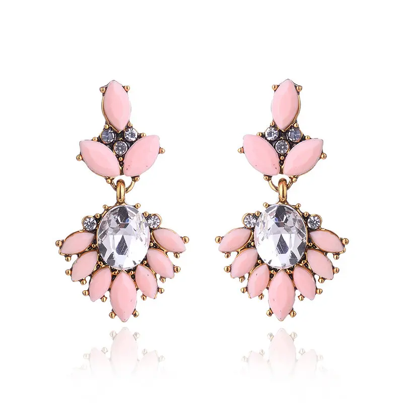 peach LUBOV винтажные античные золотые прозрачные стразы серьги для женщин Bijoux Brincos женский Рождественский подарок - Окраска металла: peach