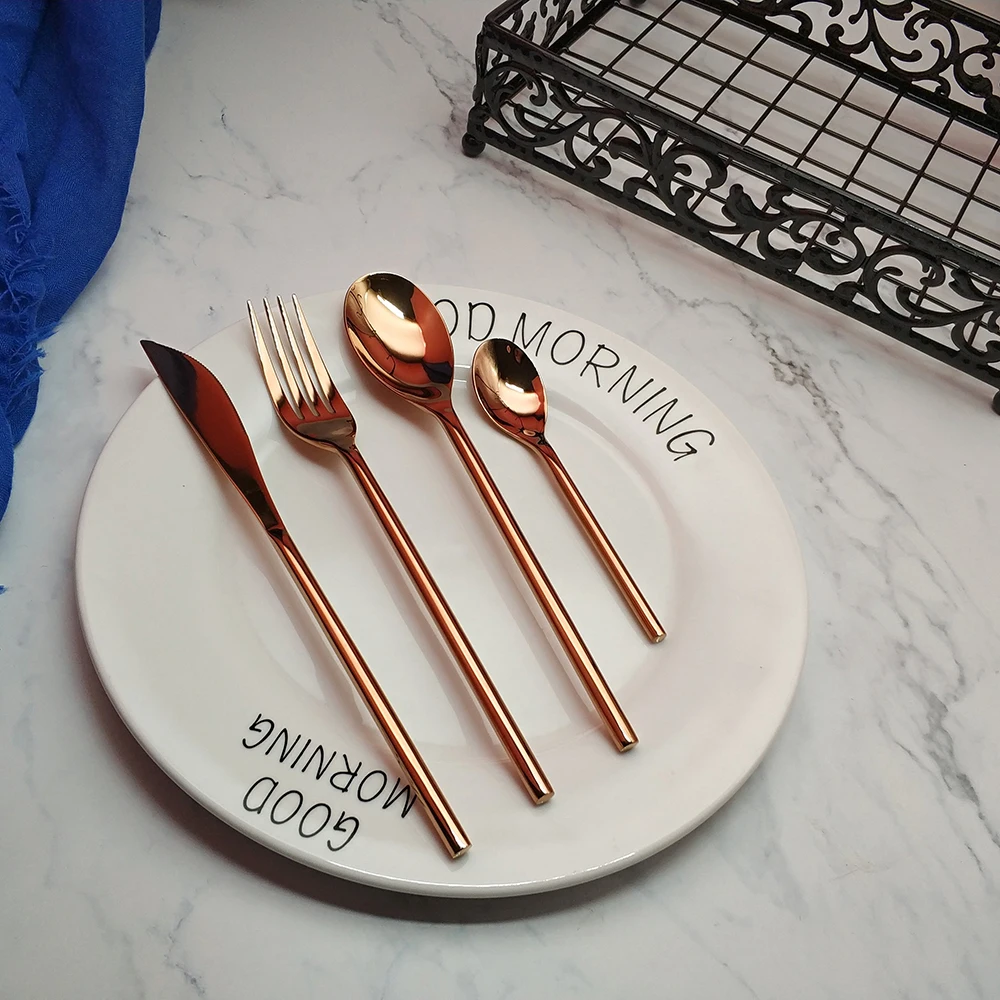 4 шт. столовые приборы из нержавеющей стали под розовое золото | Дом и сад