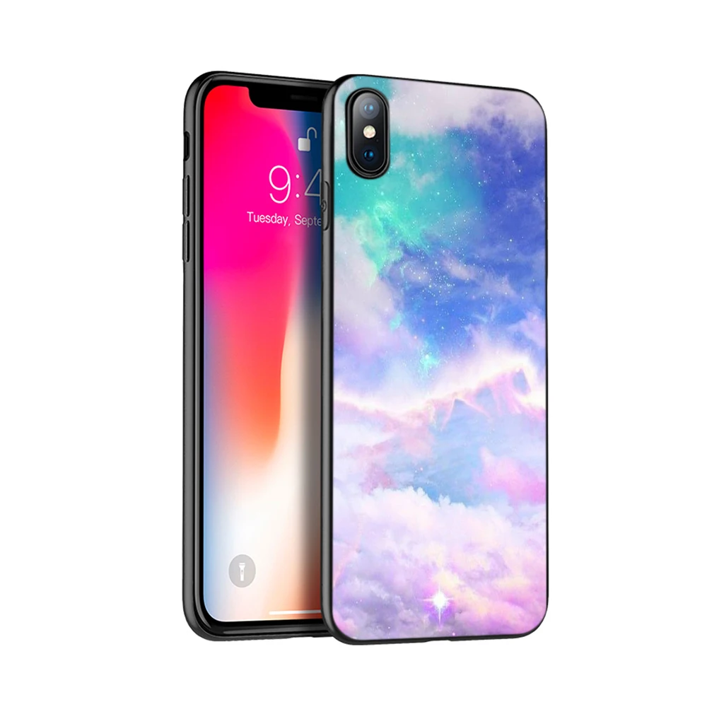 Черный чехол из ТПУ для iphone 5 5s se 6 6s 7 8 plus x 10 силиконовый XR XS 11 pro MAX милые облака rt