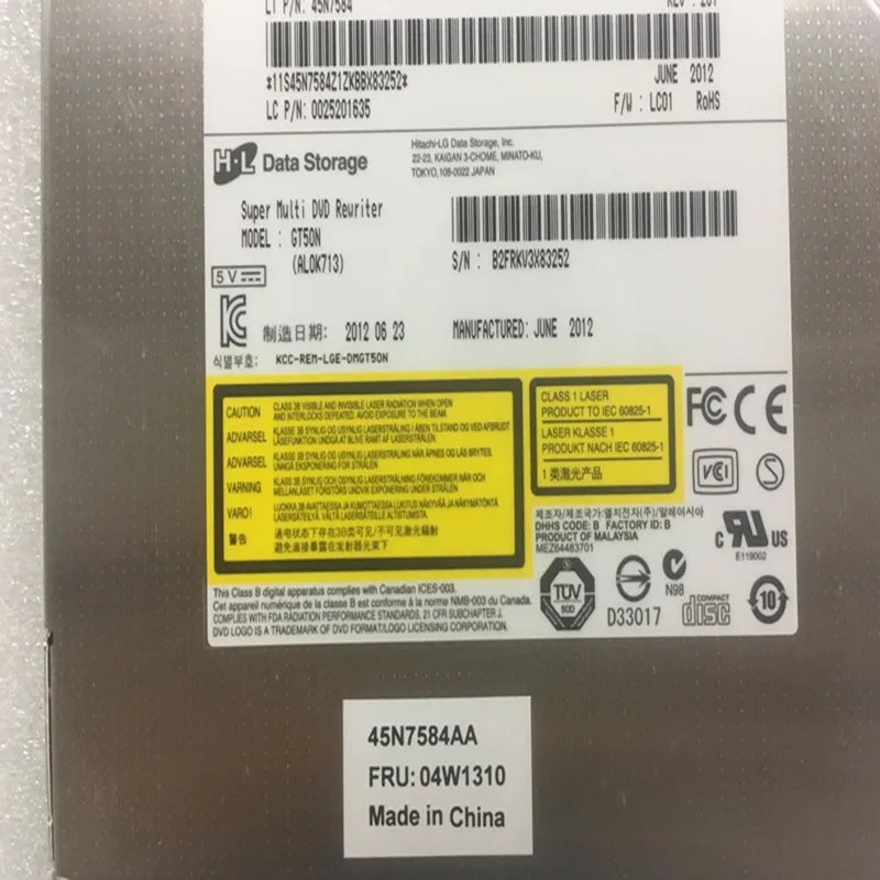 Оригинальный ультратонкий 12 7 мм DVDRW GT50N GTB0N совместимый с Lenovo L430 L530