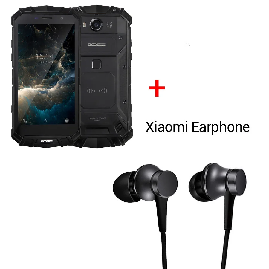 Black n Earphone DOOGEE S60 Lite IP68 вода 5580 мАч Беспроводная зарядка 12V2A Быстрая зарядка 5,2 ''FHD MT6750T Восьмиядерный 4 ГБ 32 ГБ смартфон 16,0 Мп камера - Цвет: Black n Earphone