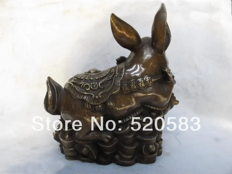 Classical Copper Feng Shui Lucky Money wealth blessing lovely hare rabbit Statue fast | Дом и сад