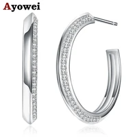 fashion 100 925 sterling silver white zircon hoop earrings for pure silver jewelry earring 68g se11a