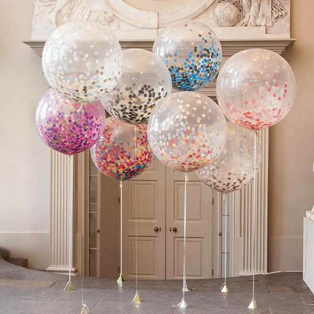 

5 шт./лот гелиевые большие прозрачные шары 12 дюймов латексные шары украшения для детского дня рождения свадьбы шары с конфетти шары