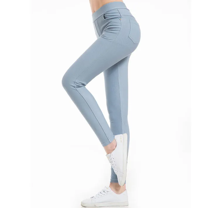 Женские облегающие джинсы прямые цветные леггинсы с эластичной резинкой на