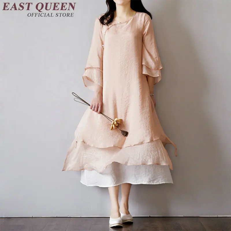 Льняные платья лето 2018 Летнее белое льняное платье Китайский древний костюм AA2522 Y