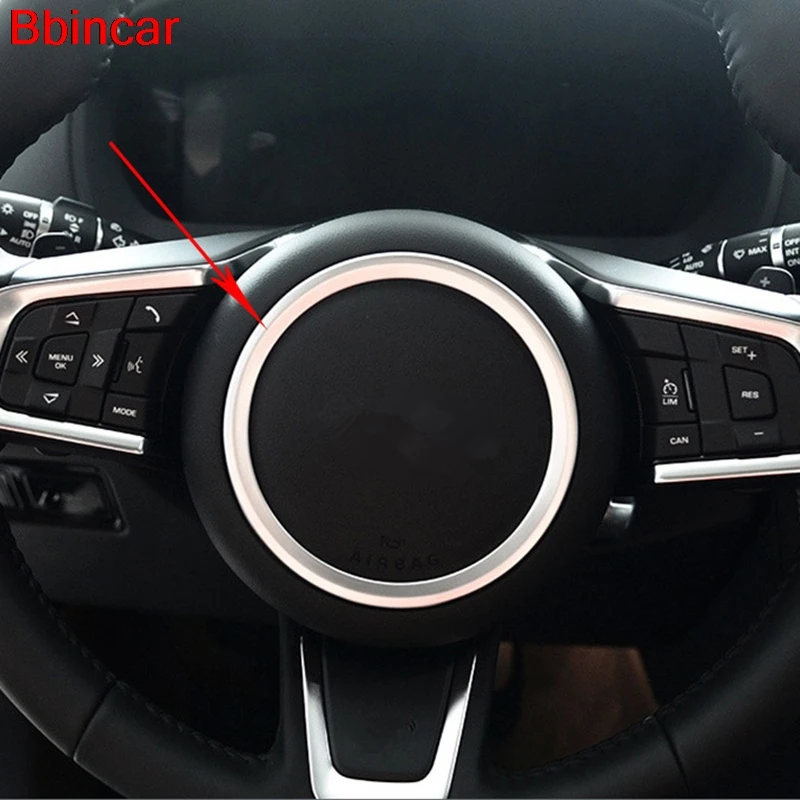 

Bbincar интерьер покрытия для автостайлинга из ABS хром рулевое колесо декоративное кольцо Стикеры аксессуары Накладка для Jaguar F-PACE 2016 2017 2018