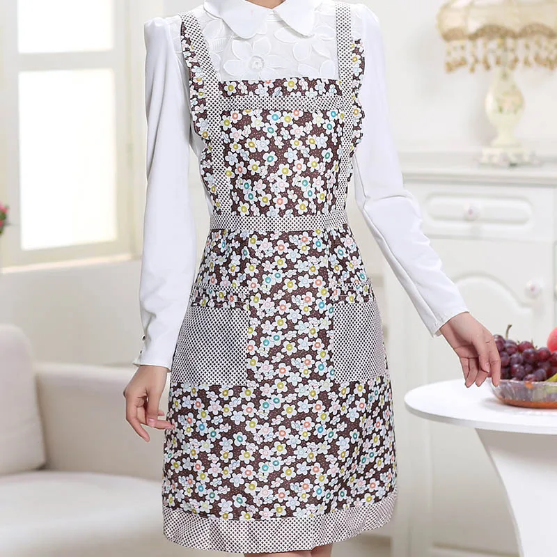 style15 Женский винтажный гофрированный кружевной двойной тканевый кухонный фартук в горошек, фартук для шеф-повара, платья для официанток, домашний сарафан в стиле ретро, Uniform25 - Цвет: style15