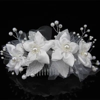 12 pcs elegant wedding prom bridal jewelry white flower hair comb rhinestone pearls new fashion free shipping